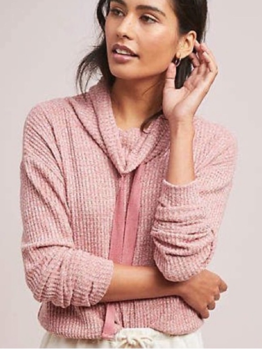 Anthropologie Saturday Sunday Pink Whistler Waffle Pullover Sweater